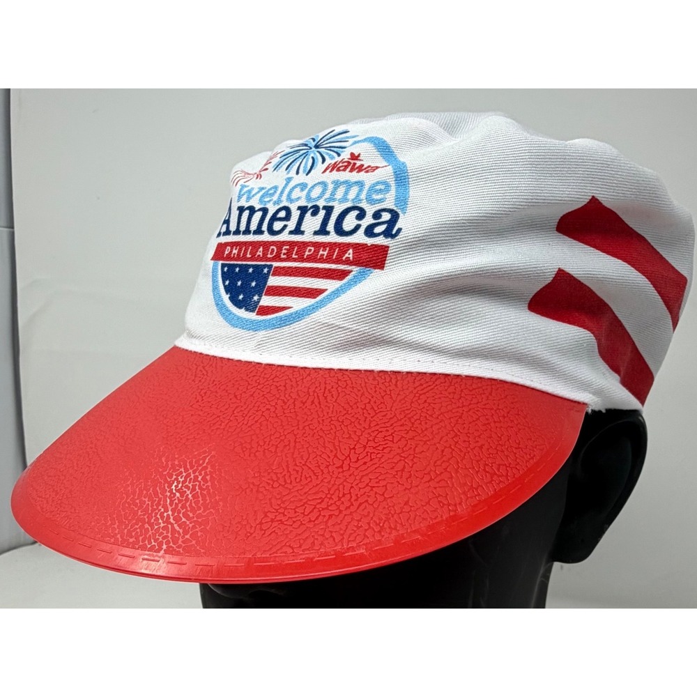 Vintage Wawa Welcome America Philadelphia Painter Hat Stars Stripes Red White